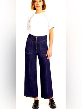 Cinq a Cept Mariam High-Rise Cropped Denim Pants💥size 8
